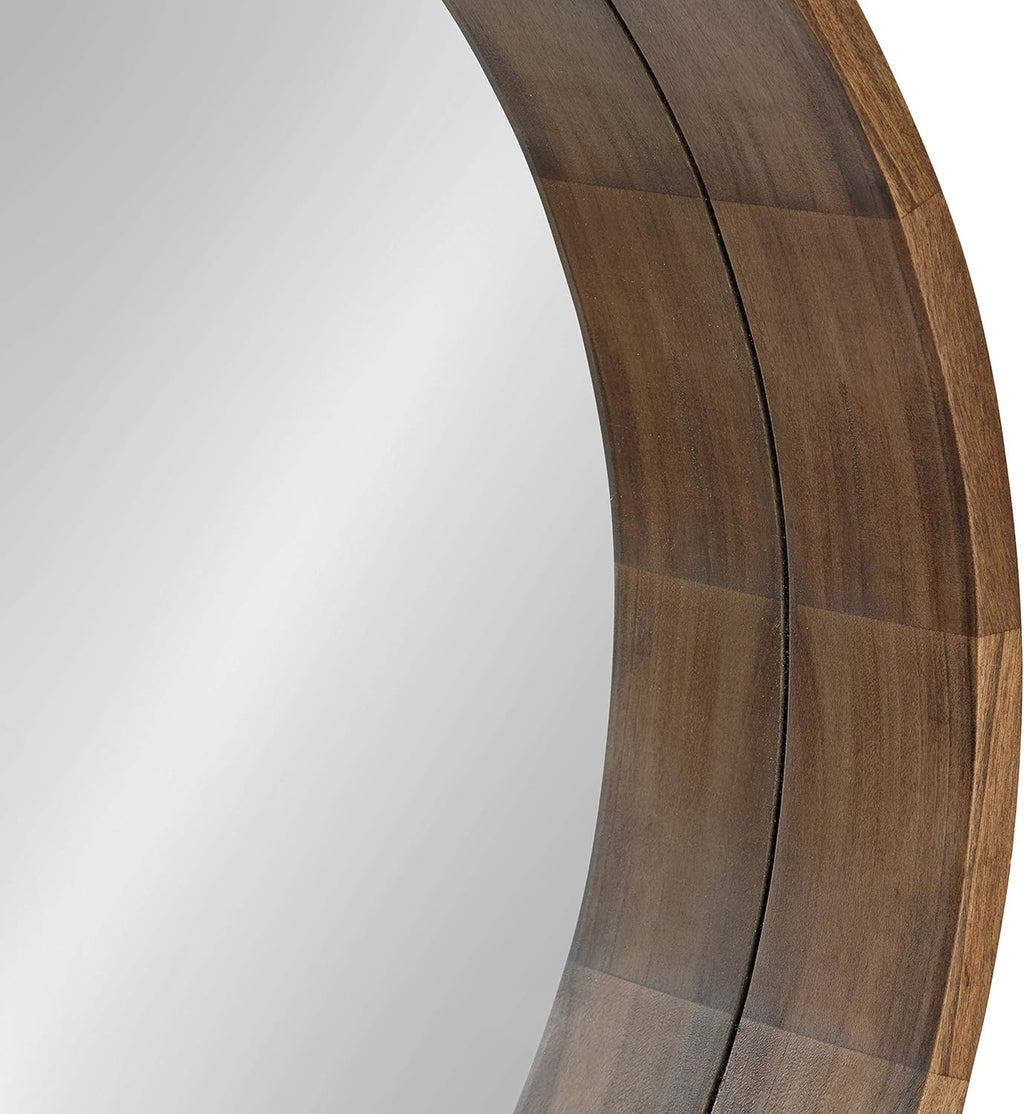 Round Mirror with Shelf, 30" Diameter, Rustic Brown Finish G802