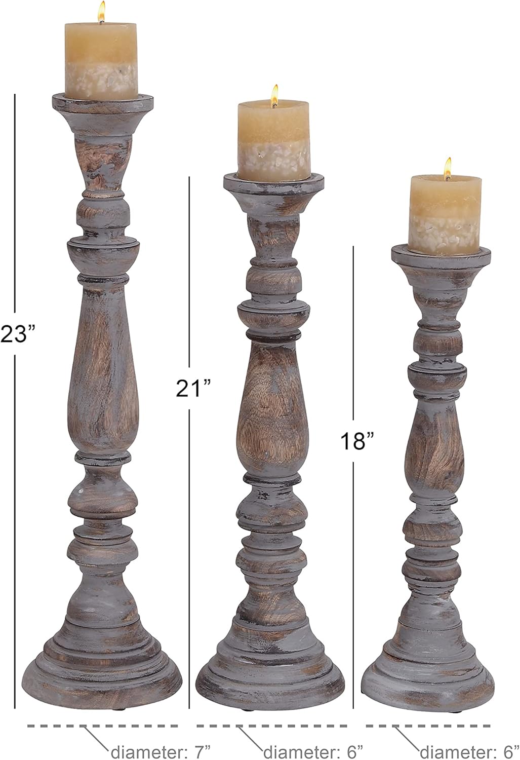 Wooden Candle Stand Set of 3 E716992