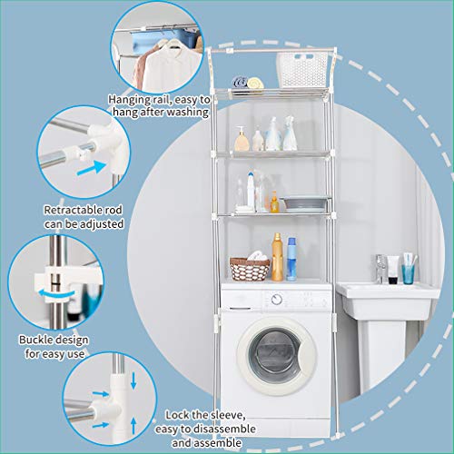 3-Tier Laundry Room Shelf with Clothes Hanging Rod W965