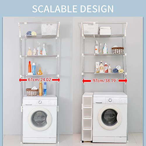 3-Tier Laundry Room Shelf with Clothes Hanging Rod W965