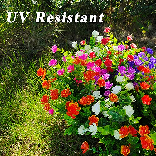 21 Bundles Outdoor Faux Plants UV Resistant Plastic Artificial Flowers G5976