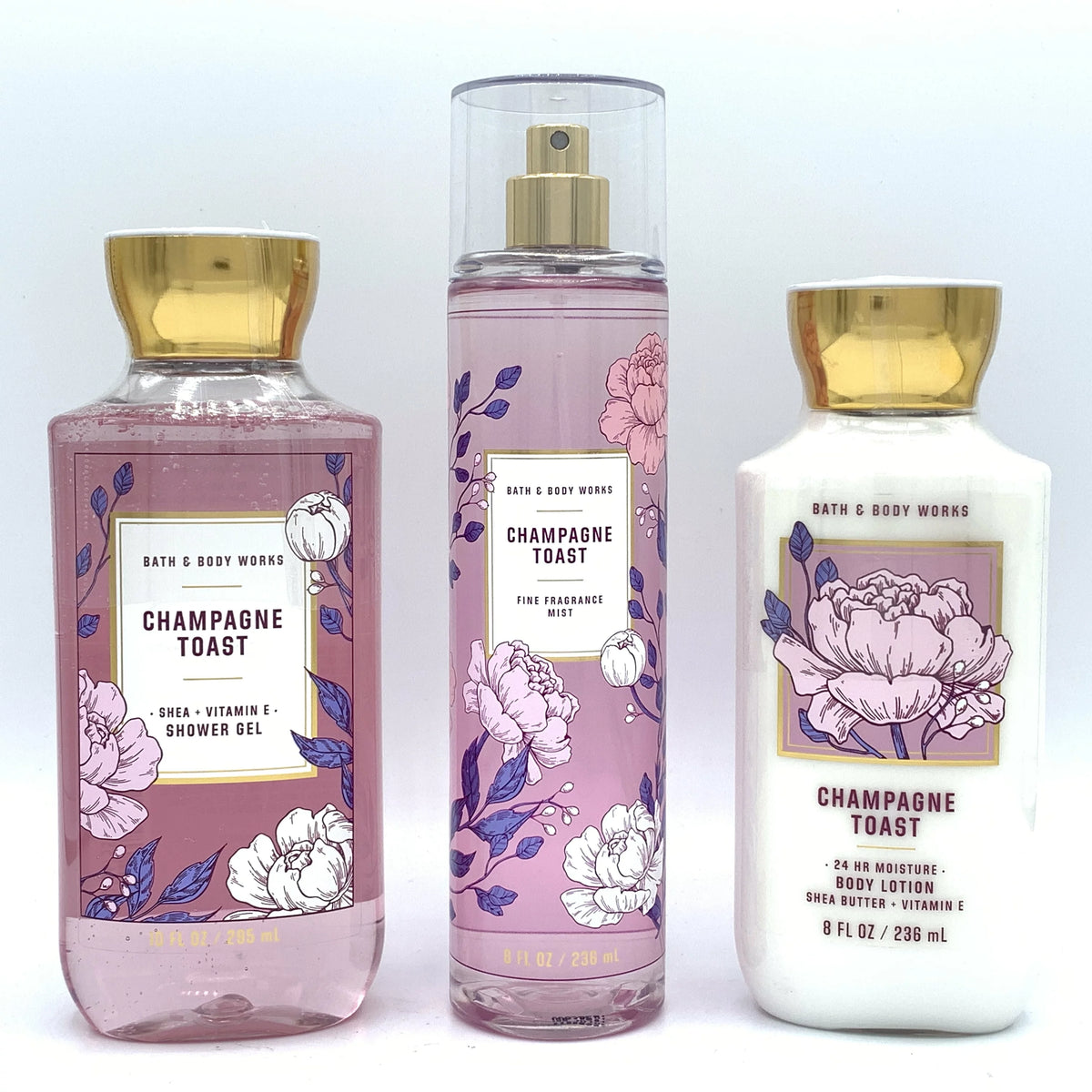 Champagne Toast Shower Gel, Fine Fragrance Mist and Body Lotion 3-Piece Bundle Y82109