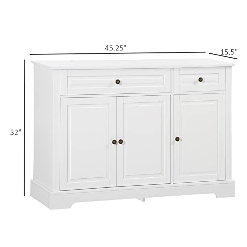 White Sideboard with 2 Drawers and Adjustable Shelves G699163