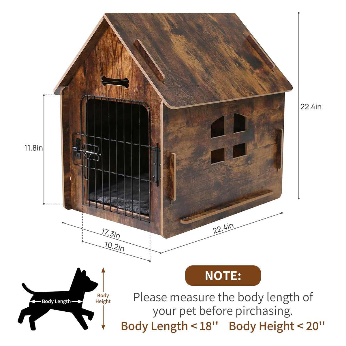 Brown Wooden Dog House with Door and Roof L242196