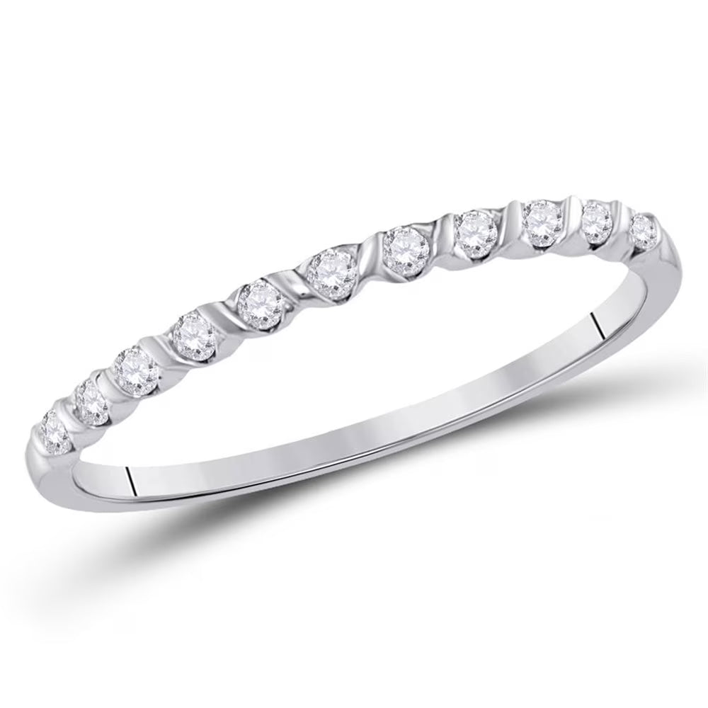 10kt White Gold Diamond Stackable Band Ring Size 8 J389048