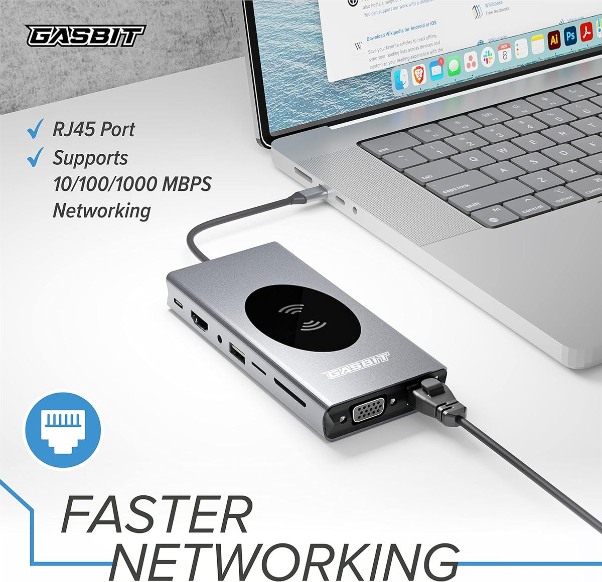 15-in-1 USB C Hub Multiport Adapter with Wireless Phone Charger H1114
