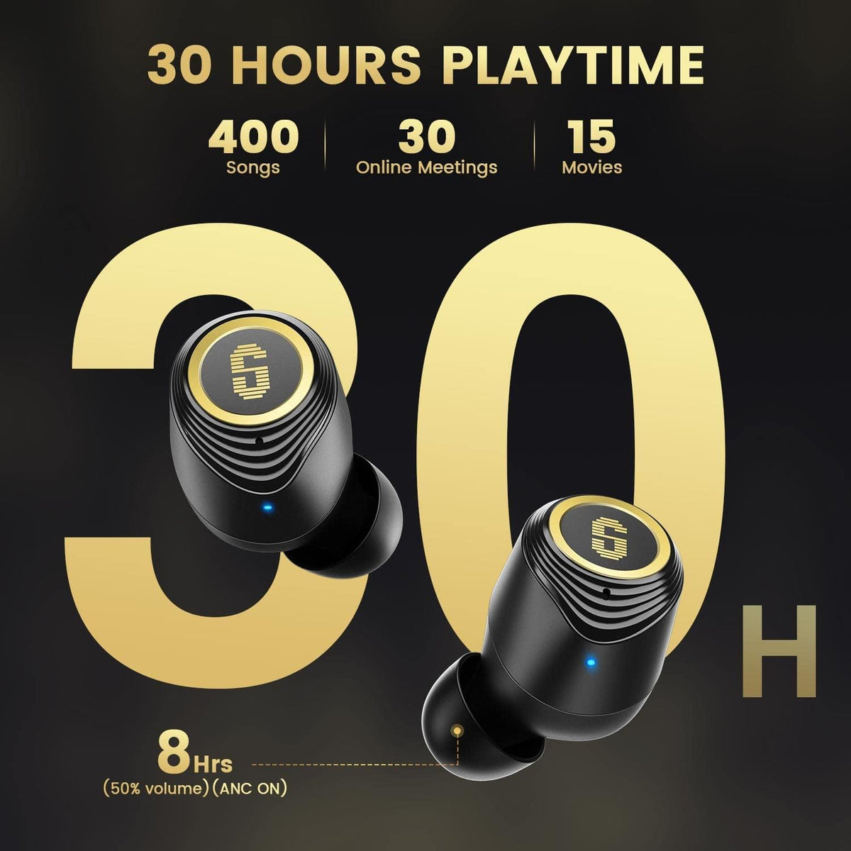 Hybrid Active Noise Cancelling Earbuds, Wireless Bluetooth 5.2 Earphones with ANC Transparent Mode, 4 Mics, 30H Play Time, IPX5 Waterproof T6321