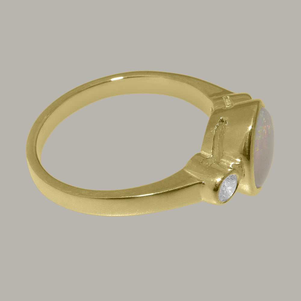 9k Yellow Gold Opal Diamond Engagement Ring L45732