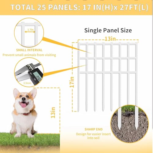 25 Pack 17in No Dig Rustproof Metal Garden Fence H190702