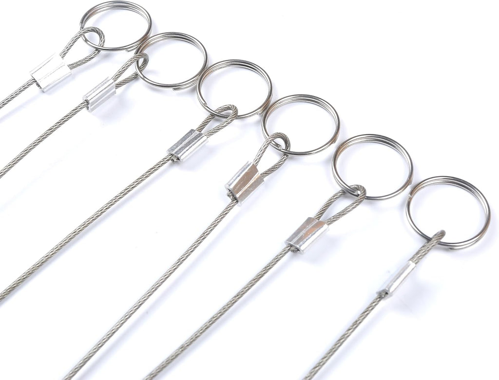 Stainless Steel Lanyard Cable Tether 2 Loops with Quick Release Ring Rubber Coating 12 (30.5cm) Set of 10 W4226