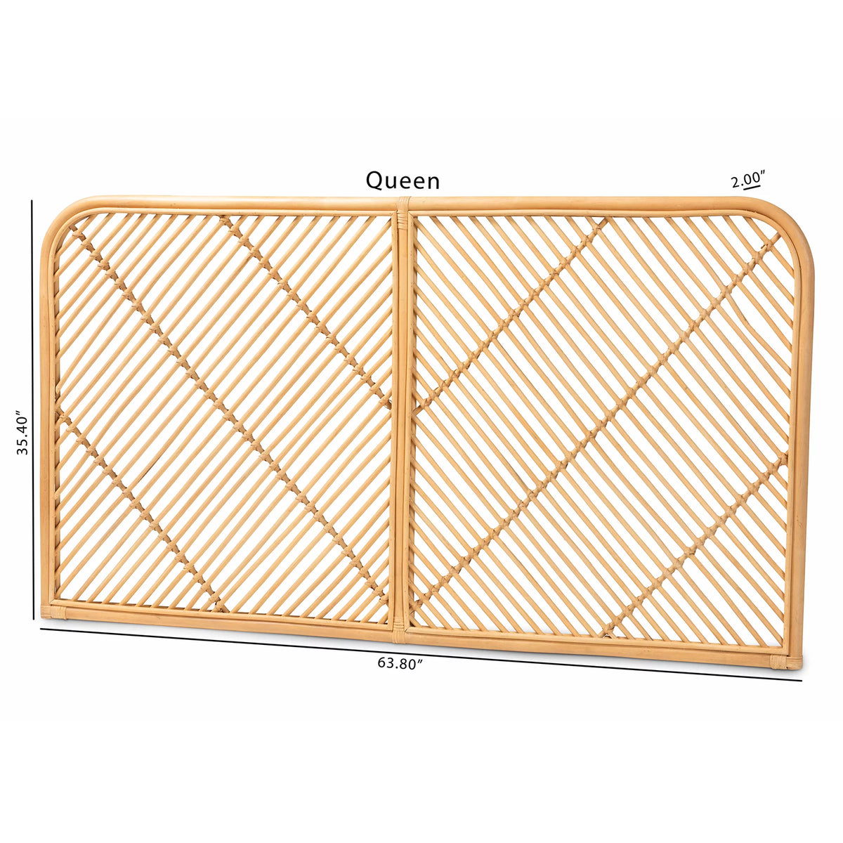 Natural Brown Rattan Queen Size Wall-Mount Headboard B51656