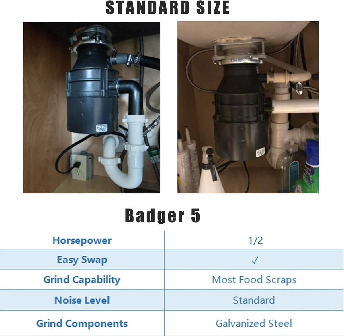 Black 1/2 HP Continuous Feed Garbage Disposal W785330