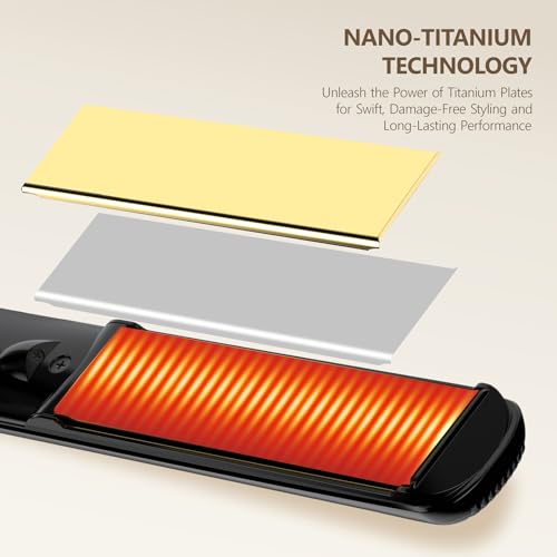Nano Titanium Flat Iron Hair Straightener and Curler 2 in 1, 1 Inch Hair Iron Dual Voltage S238334