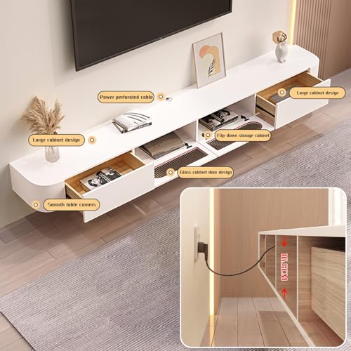 Grey 240CM Wall Mounted TV Stand with 2 Cabinets T245