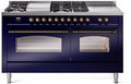 60 Dual Fuel Natural Gas Range in Blue with Bronze Trim F882007