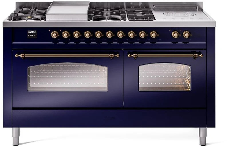 60 Dual Fuel Natural Gas Range in Blue with Bronze Trim F882007