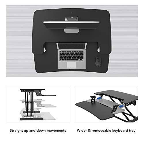 Black Height Adjustable Standing Desk Converter with Keyboard Tray T456226