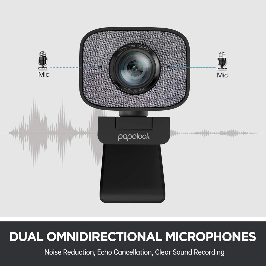 2K Ultra HD Webcam with Dual Microphone and Privacy Cover T1677