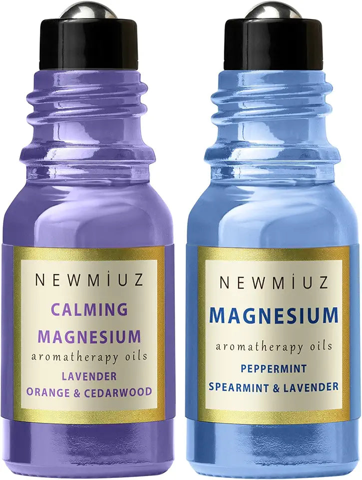 Magnesium Lavender Orange Cedarwood Peppermint Spearmint Essential Oil Roll-On Pack of 2 E3212
