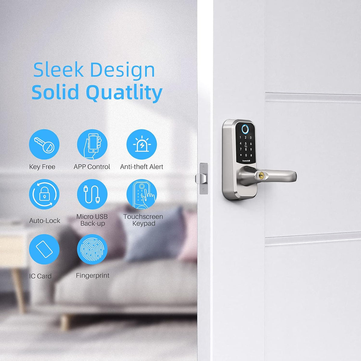 Smart Lock with Touchscreen Keypad, Bluetooth, Electronic Digital Deadbolt S7075