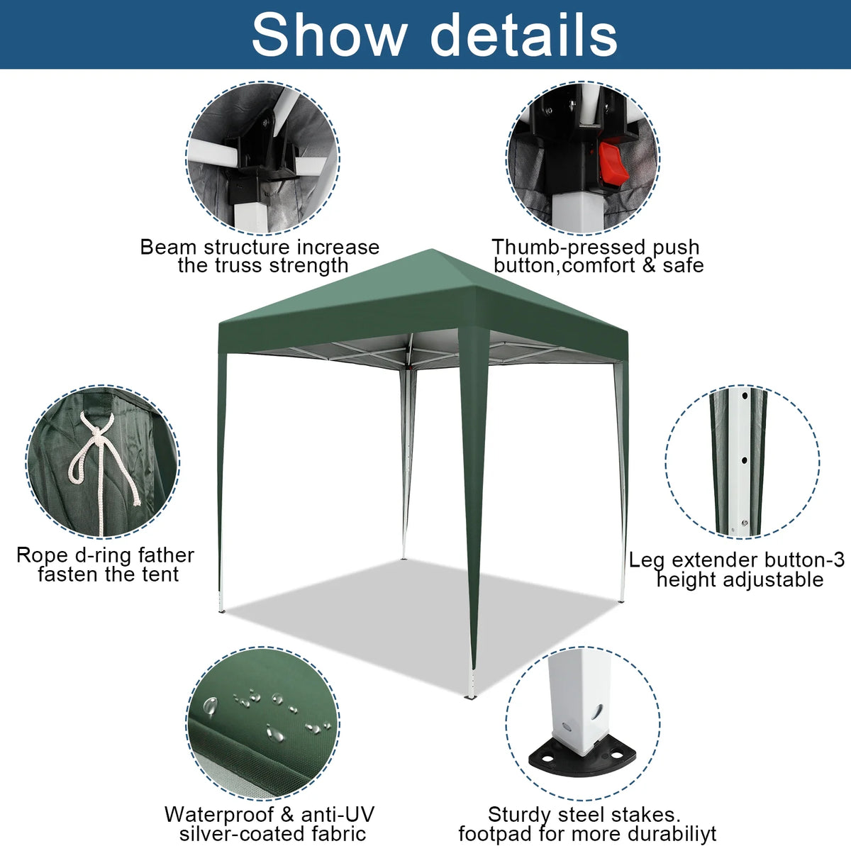 2x2m Waterproof Right-Angle Folding Tent D507