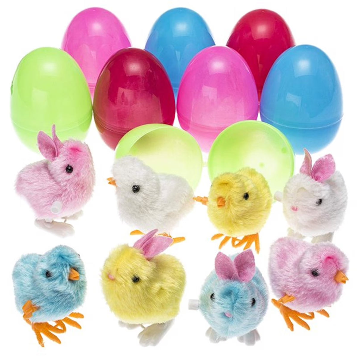 Easter Chain Rabbit Wind Up Toy 8PCS Plastic Egg Cartridge Toy P215654