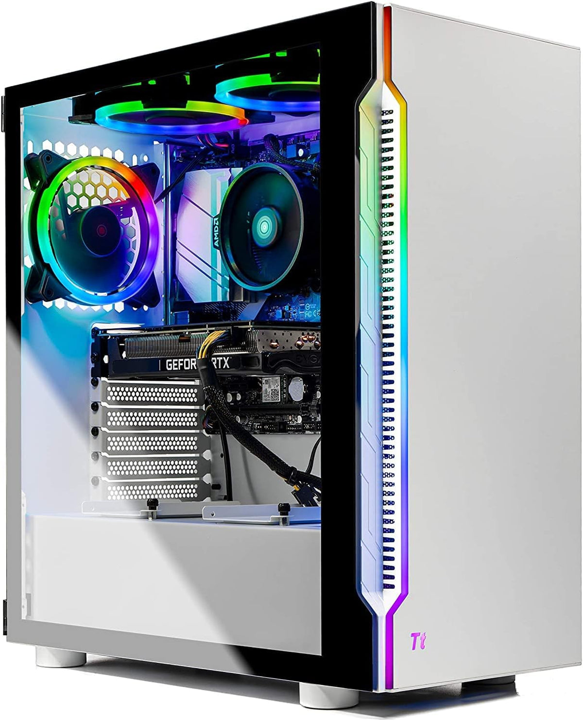 White Gaming Desktop PC with Ryzen 5 5600X, RTX 3060 Ti, 1TB NVMe SSD, 16GB DDR4 L861