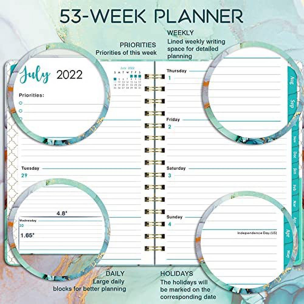 Green 6.3" x 8.4" Weekly & Monthly Planner with Twin-Wire Binding M5530