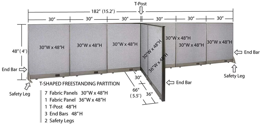 T-Shaped Freestanding Room Divider V5282