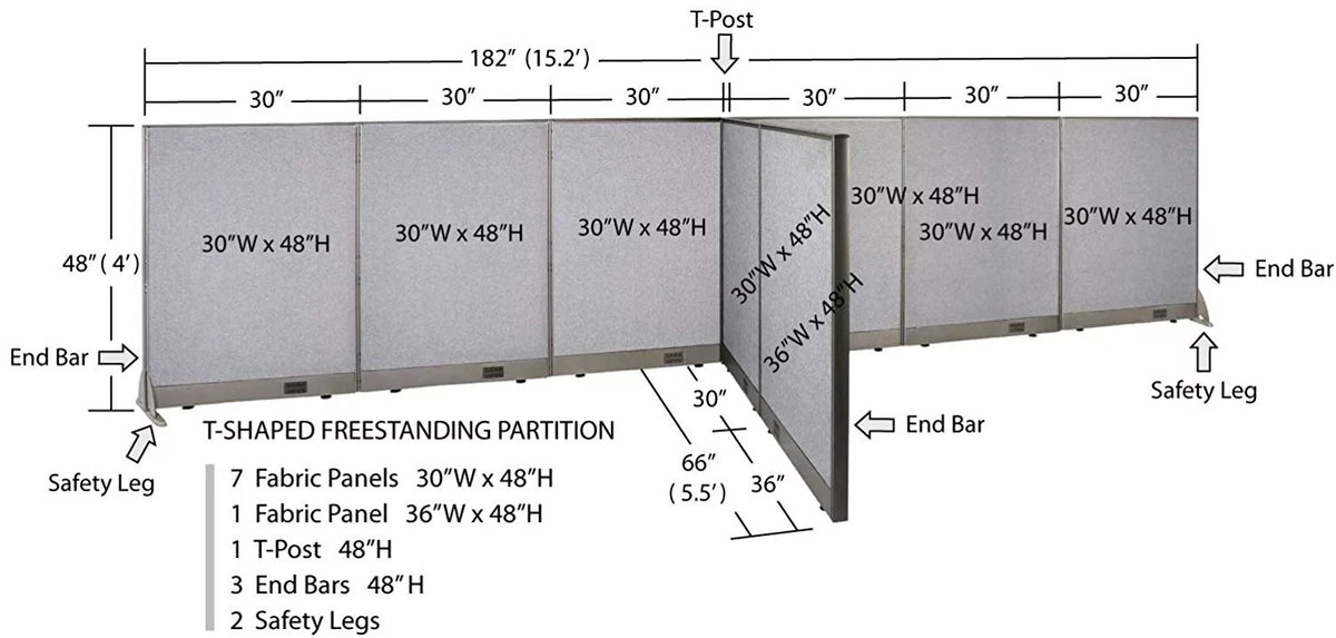 T-Shaped Freestanding Room Divider V5282