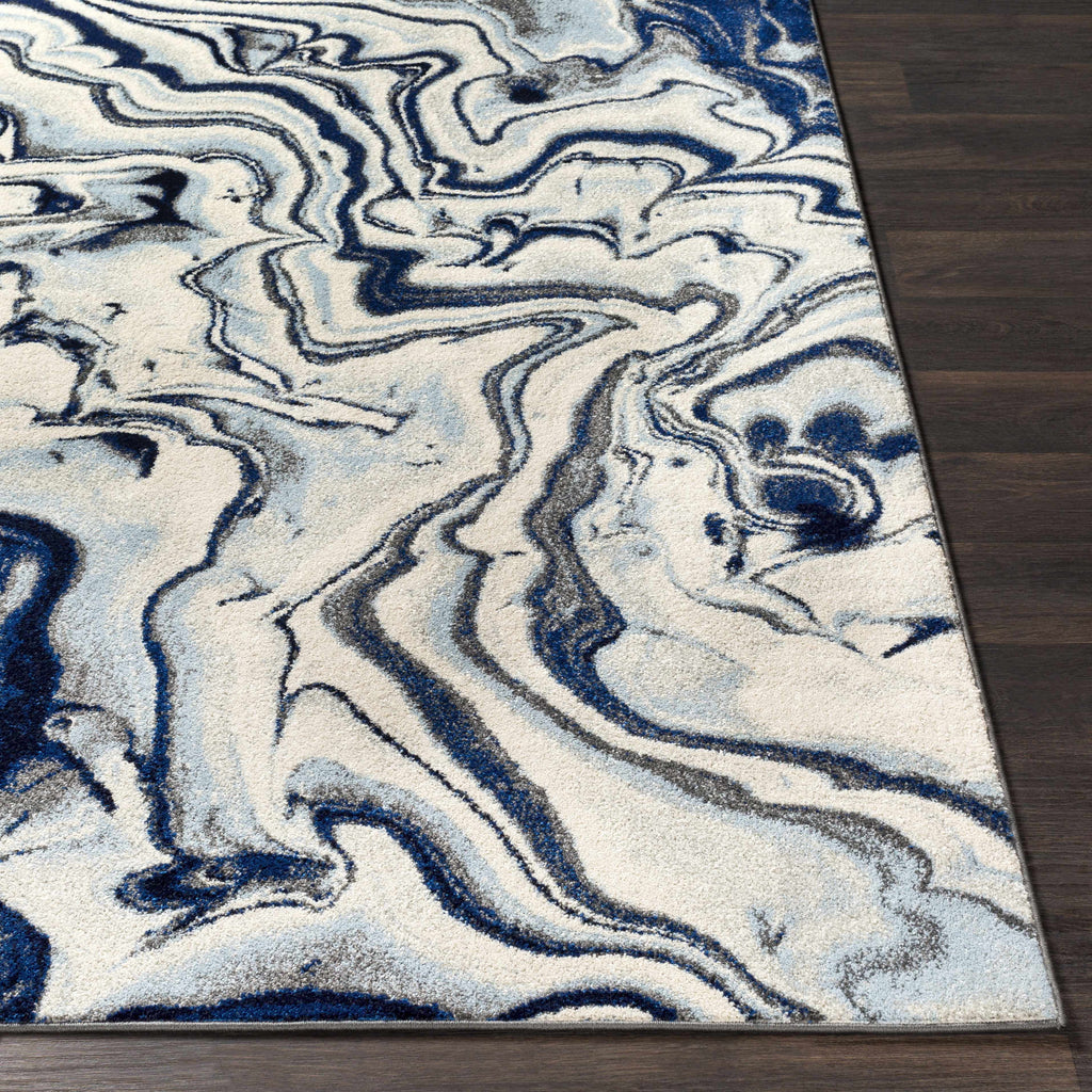 Abstract Coastal Marble Swirl Pattern Area Rug 8'10" x 12' K3066