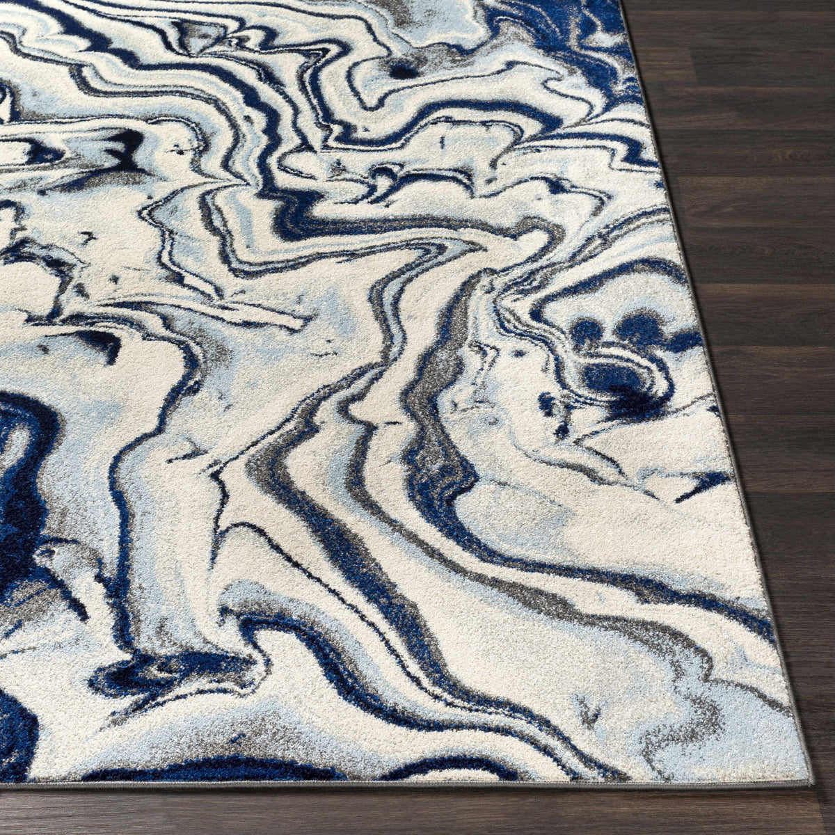Abstract Coastal Marble Swirl Pattern Area Rug 8'10" x 12' K3066