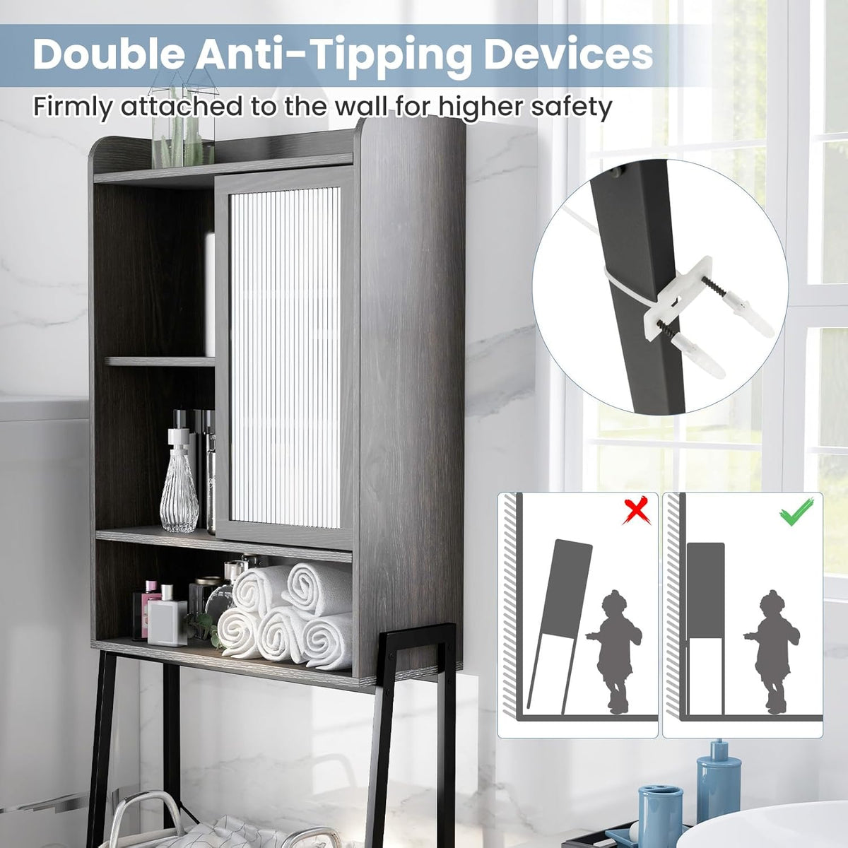 Over The Toilet Storage Cabinet with Sliding Door U32119