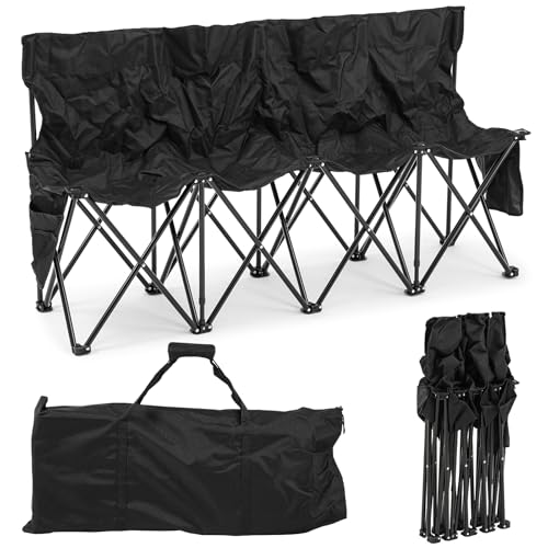 Portable 4 Seat Foldable Soccer Bench with Pockets and Carrying Bag J2814
