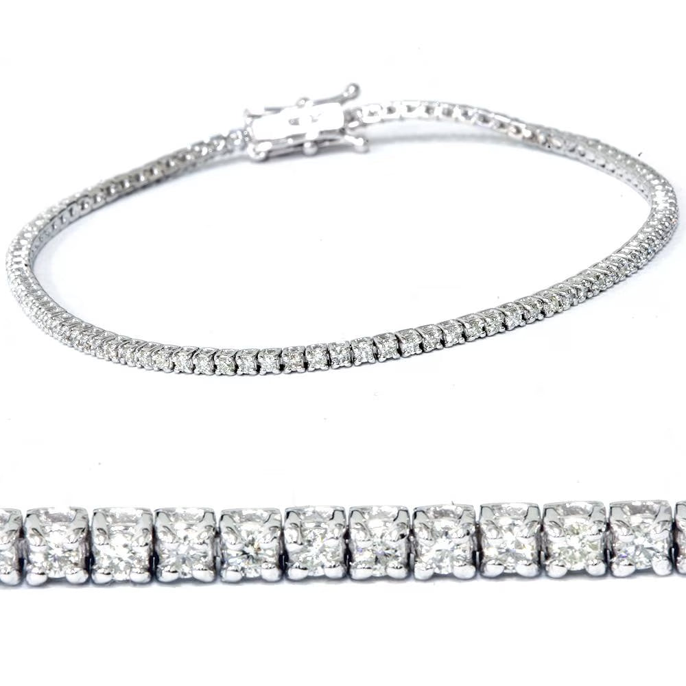 2ct Diamond Tennis Bracelet 14K White Gold 7" A3073