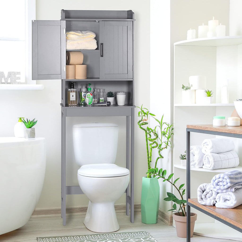 Grey Over The Toilet Storage Cabinet with Adjustable Shelf E40507