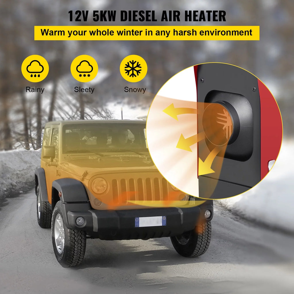 12V 5KW Diesel Air Heater with Black LCD Switch, Muffler, Wireless Control M861839