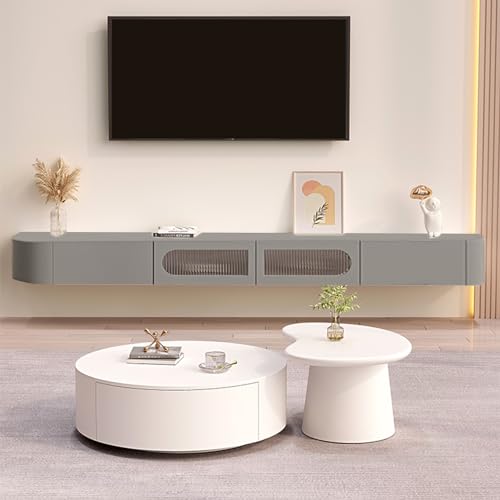 Grey 240CM Wall Mounted TV Stand with 2 Cabinets T245