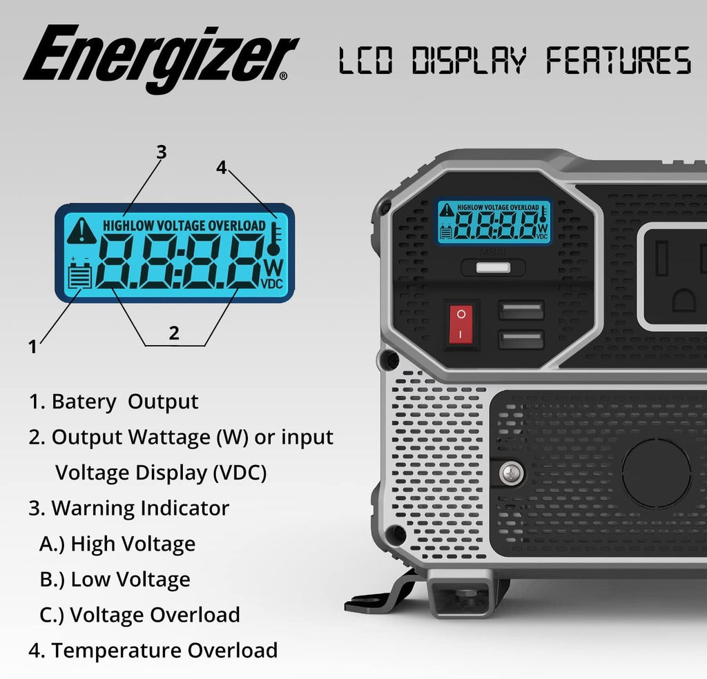 2000 Watts Power Inverter, 12v to 110v, Two AC Outlets, Two USB Ports, DC to AC Converter V3858