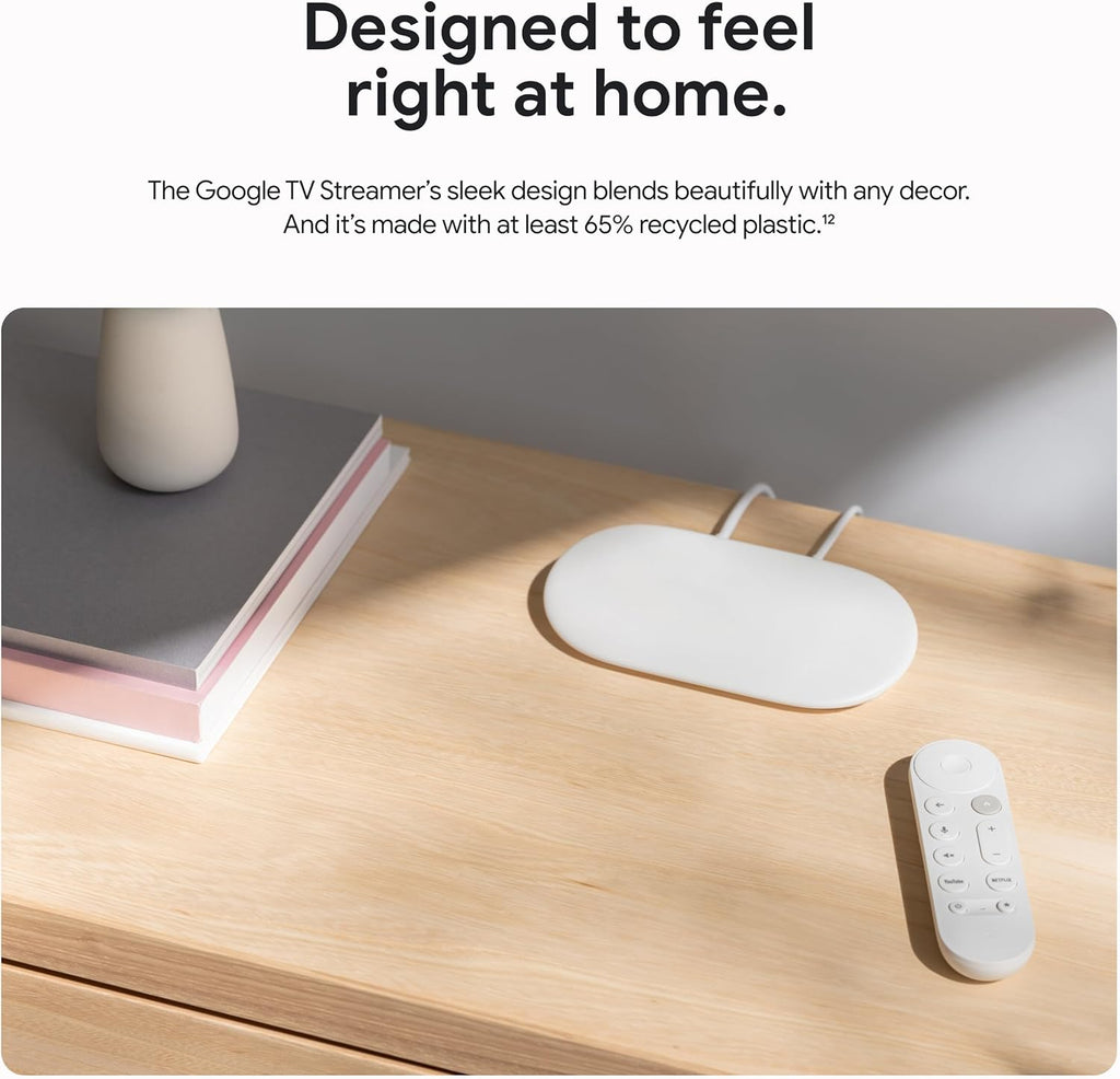 Porcelain 4K Google TV Streamer with Voice Search Remote J4217