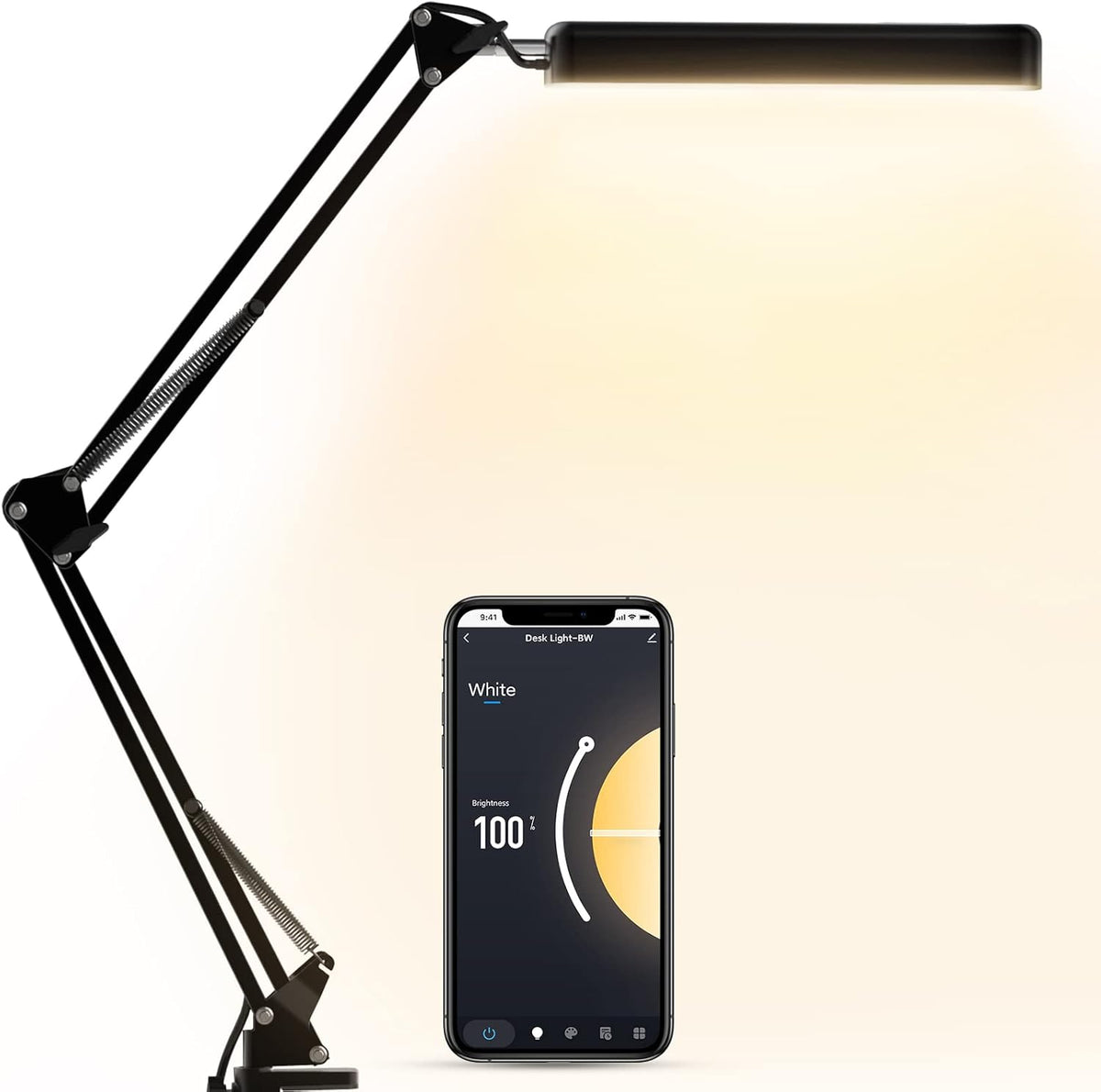 Black 12W Dimmable LED Desk Lamp with Clamp W8265