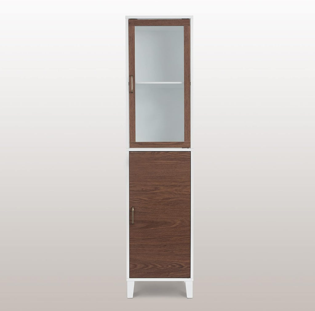 White Wood Bathroom Linen Cabinet W761