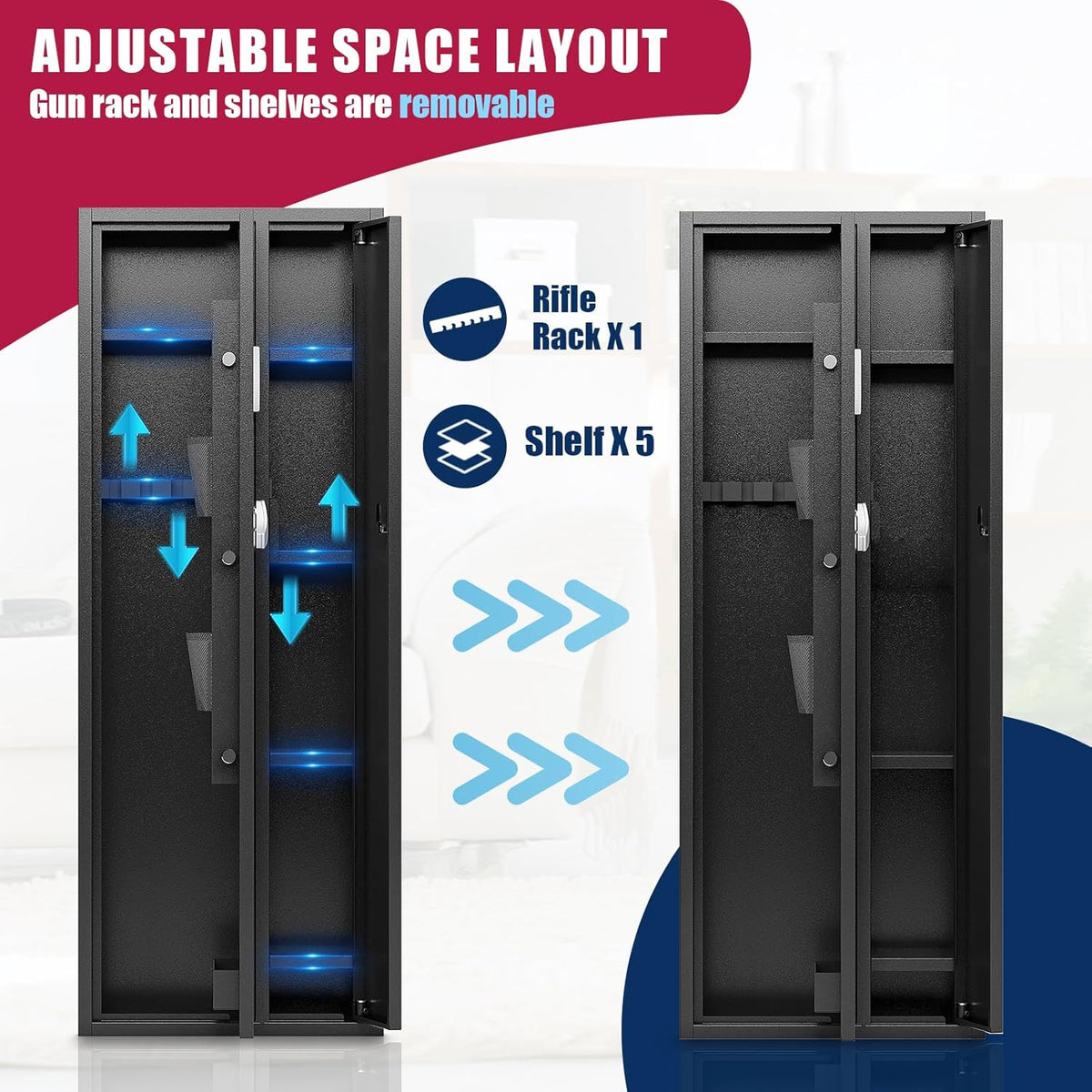 4-5 Gun Safe with Removable Shelf and Gun Rack T7372