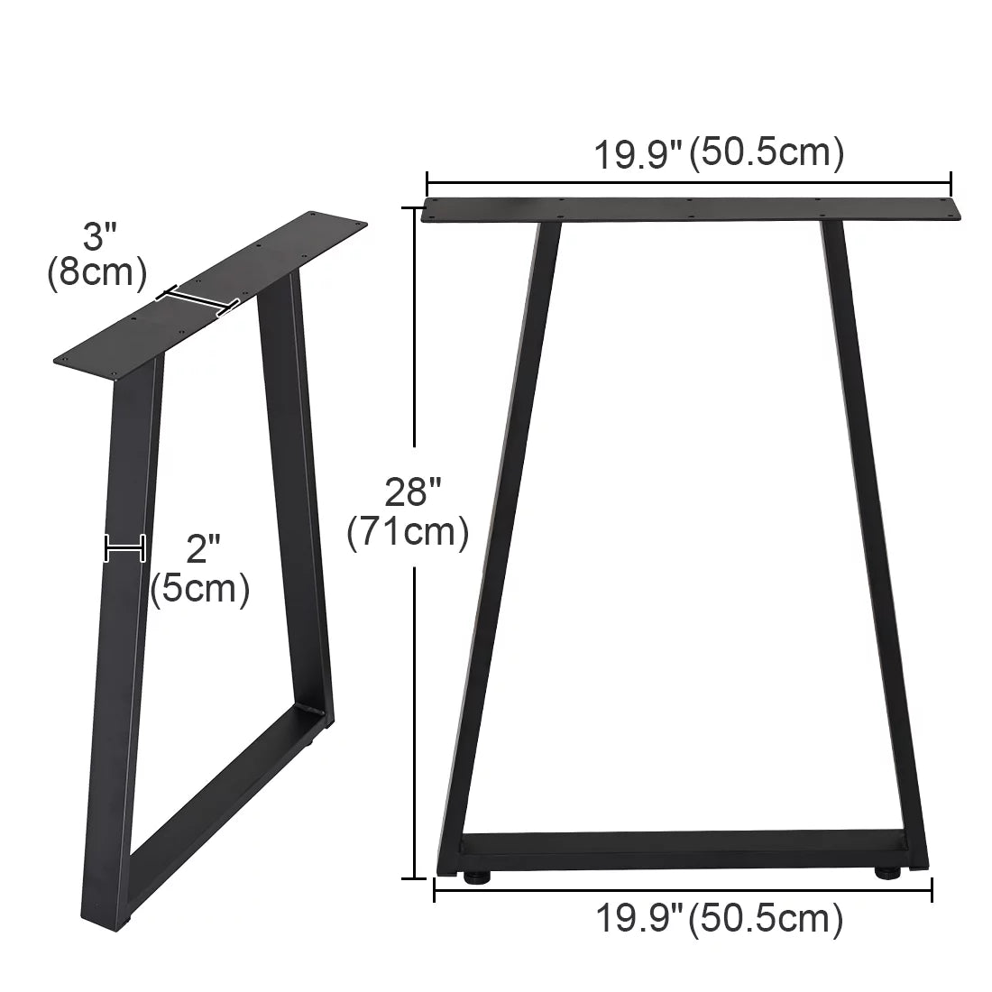 Metal Table Legs 28" Trapezoid Heavy Duty Set of 2 O119