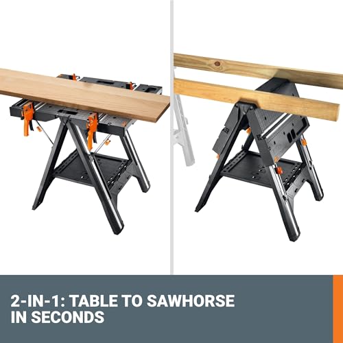 2-in-1 Folding Work Table & Sawhorse Portable Workbench M29560