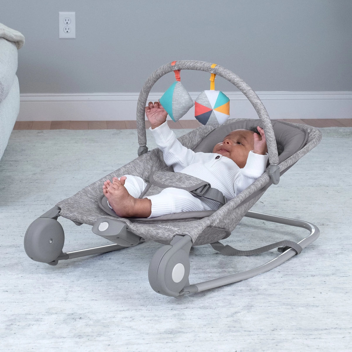 2-in-1 Baby Bouncer & Rocker, Light Gray Tweed K819