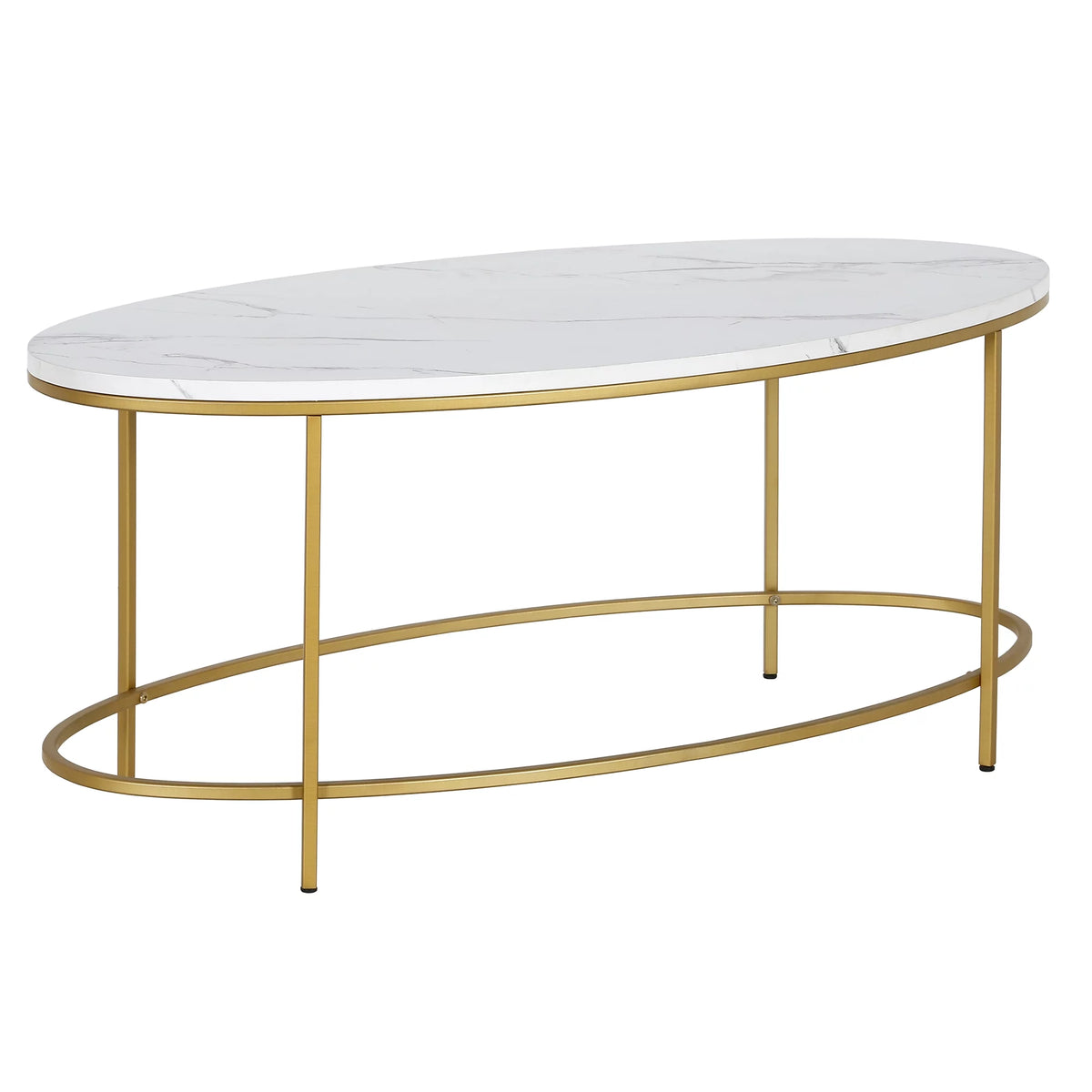42" Wide Oval Coffee Table with Faux Marble Top E200781