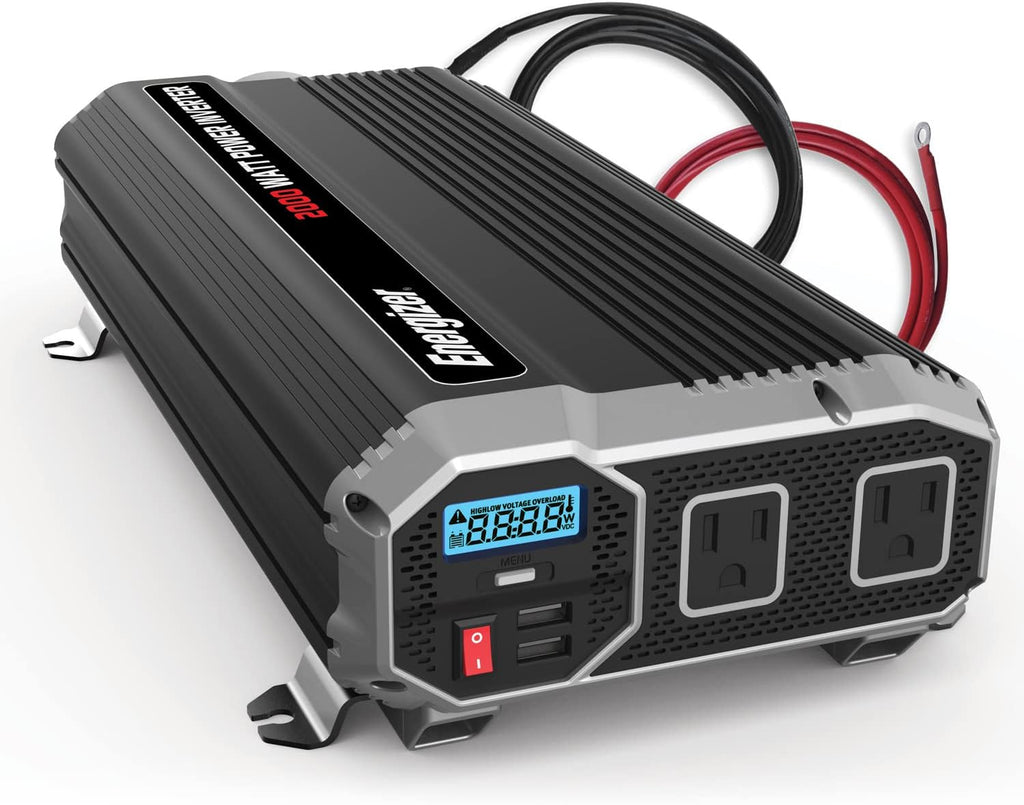 2000 Watts Power Inverter, 12v to 110v, Two AC Outlets, Two USB Ports, DC to AC Converter V3858