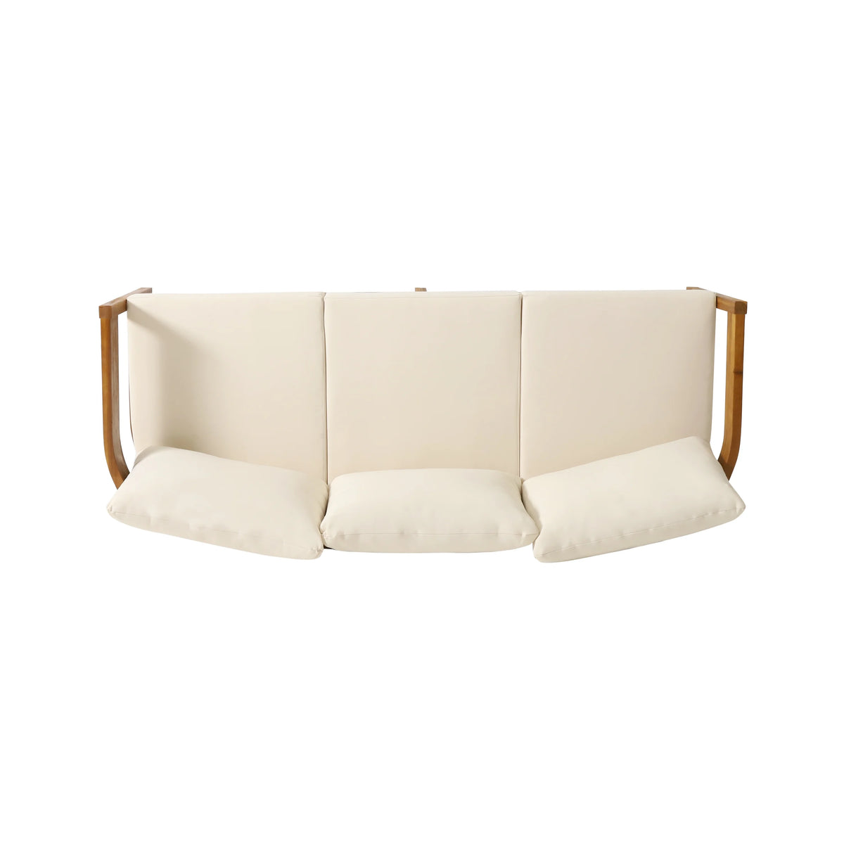 Beige Acacia Wood 3 Seater Sofa Chat Set with Ottoman K513673