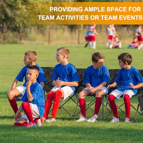 Portable 4 Seat Foldable Soccer Bench with Pockets and Carrying Bag J2814